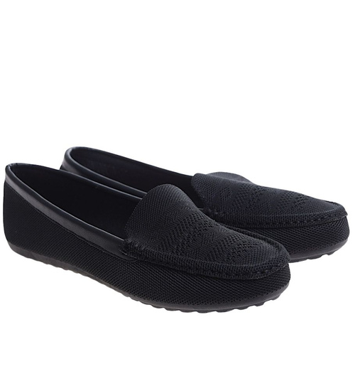 Czarne ażurowe baleriny damskie lordsy /C2-3 16408 G187/