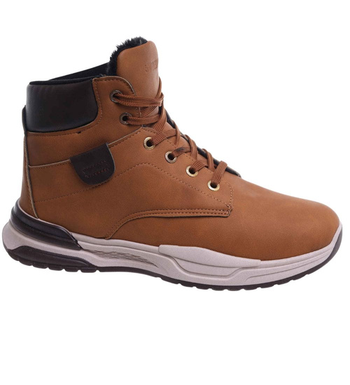 Camelowe męskie buty trekkingowe z wysoką cholewką /F1-1 15020 T522/