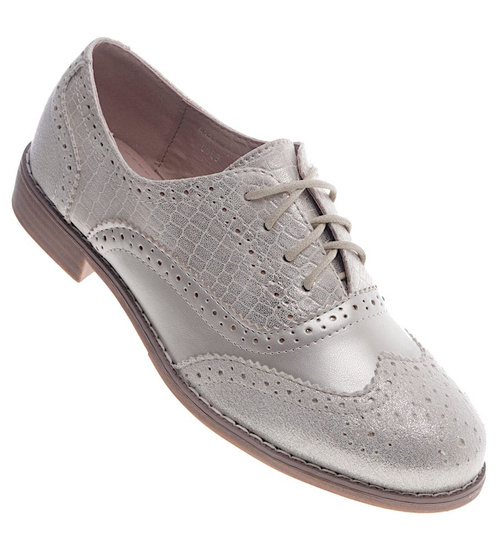 Sznurowane złote półbuty oxfordy /D8-3 13212 S197/