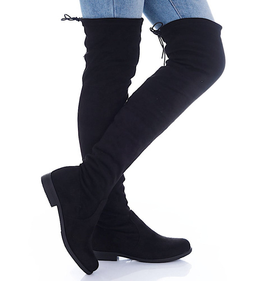 Czarne kozaki muszkieterki damskie /D3-3 17037 G483/