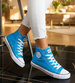 Wysokie niebieskie trampki damskie /F2-1 11089 T100/