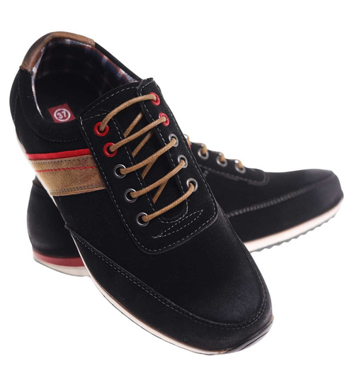 Wiązane czarne buty chłopięce /C3-3 18023 T383/