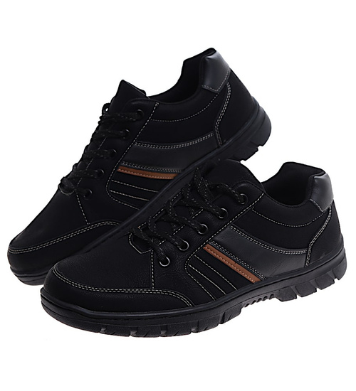 Sznurowane czarne męskie buty sportowe /E1-2 16670 T400/