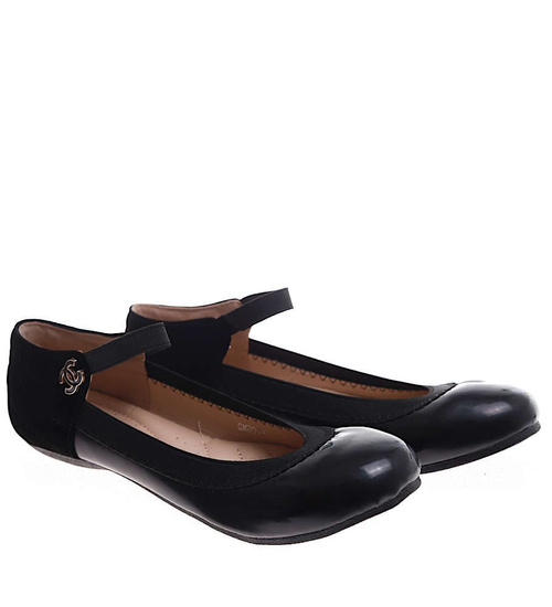 Czarne baleriny z paskiem /D7-216267 T192/