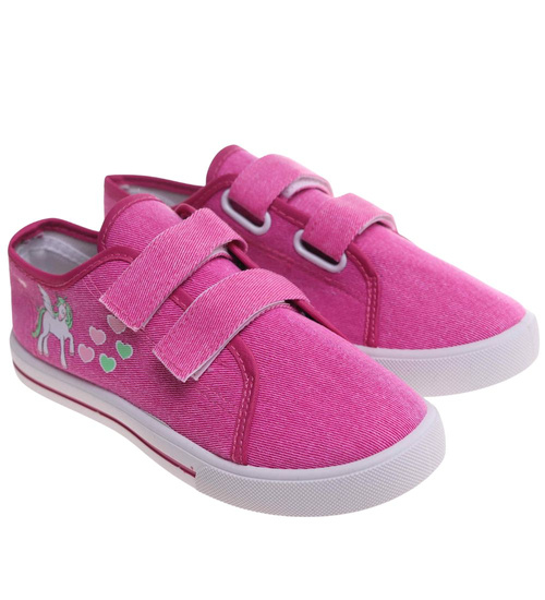 Fuksjowe tenisówki dla dziewczynki na rzepy /E6-1 18109 T189/