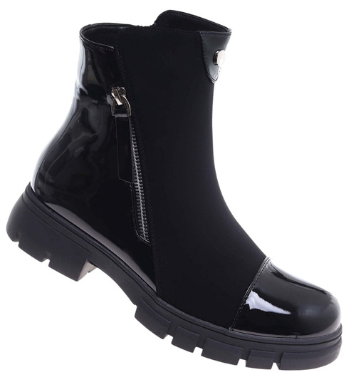 Czarne botki damskie workery /A3-3 18399 W4/