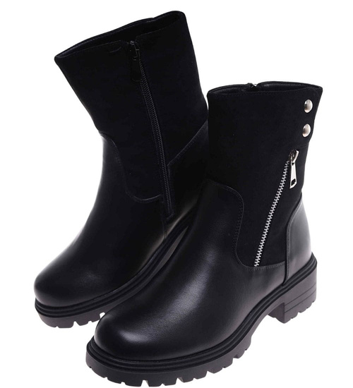 Czarne damskie botki workery /F10-3 18184 T434/