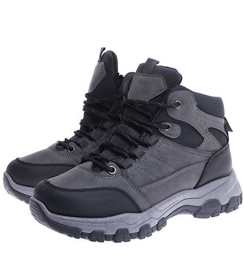 Zimowe szare chłopięce buty trekkingowe /G5-2 15389 T534/