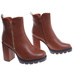 Karmelowe botki damskie na grubym obcasie /B6-2 18402 G284/