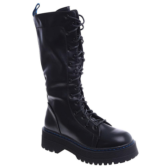 Wysokie czarne glany damskie /G2-2 14910 T537/