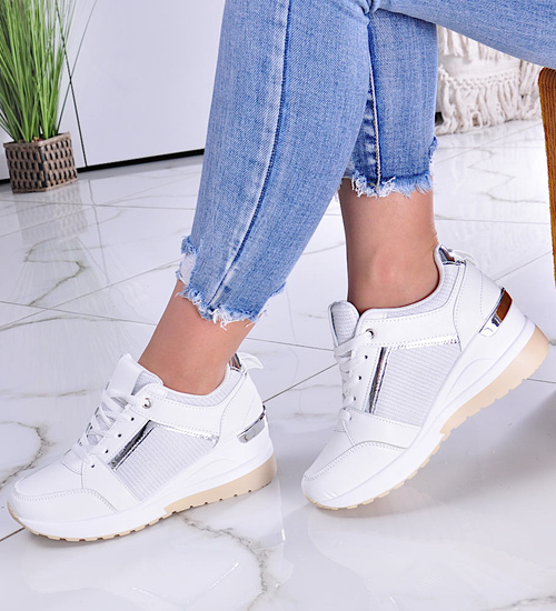 Białe trampki sneakersy na koturnie /E3-2 11565 W498