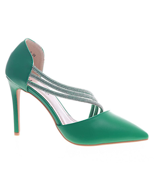 Zielone damskie szpilki czzółenka /G6-2 13281 T395/