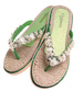 Zielone plażowe damskie klapki japonki z muszelkami /F6-2 17876 T088/