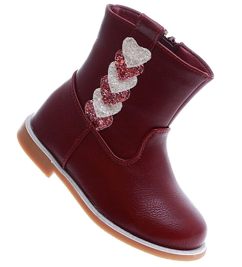 Bordowe kozaki dziewczęce /B5-3 15198 S381/