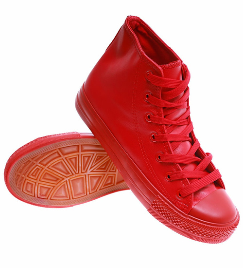 Wysokie czerwone trampki damskie /A2-1 16748 G9-84/