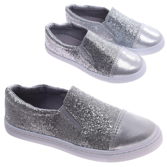 Srebrne wsuwane trampki dziewczęce /B2-2 17283 T121/