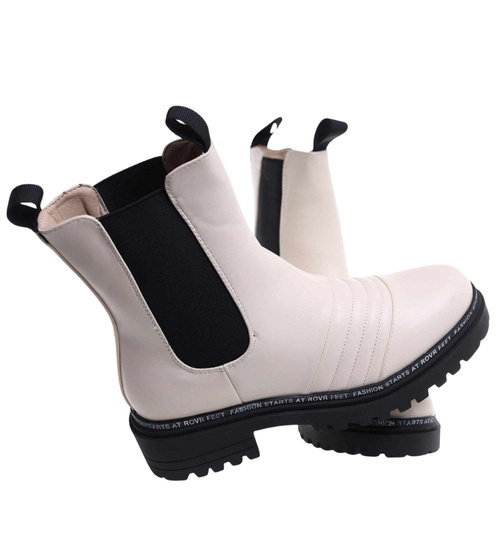 Białe wysokie botki sztyblety na platformie /A4-1 18302 T3/