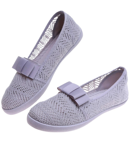 Ażurowe dziewczęce tenisówki Szare /D3-2 13656 T8/