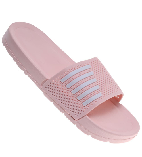 Klapki damskie na basen wodoodporne różowe ażurowe /G6-1 18641 T187/