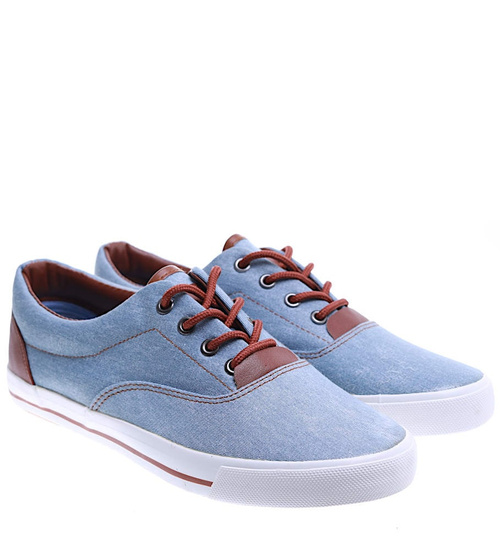 Casualowe męskie trampki z wiązaniami Blue /G2-2 3740 B S199/