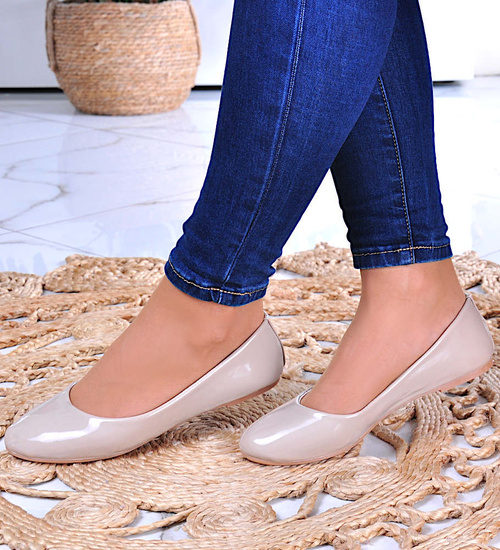 Lakierowane balerinki Beige-Grey /F8-3 4591 S079/