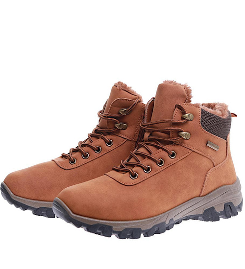 Camelowe buty trekkingowe z futerkiem /E3-3 15348 T631/
