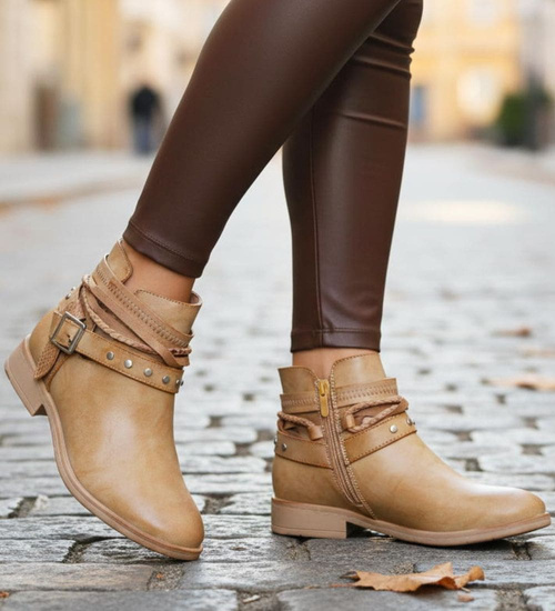 Żółte damskie botki z wyciętą cholewką /C1-3 18513 T198/