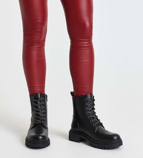 Botki trapery sznurowane z futerkiem /B1-1 18177 T434/