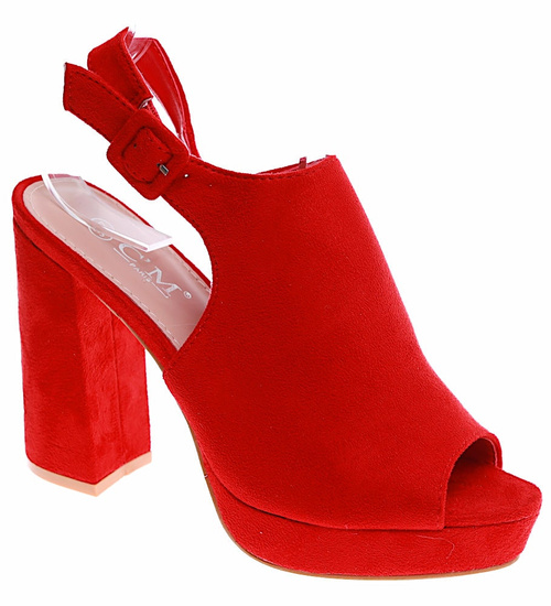 Kobiece sandały na słupku CZERWONE /H2-B1-2 6001 S197/