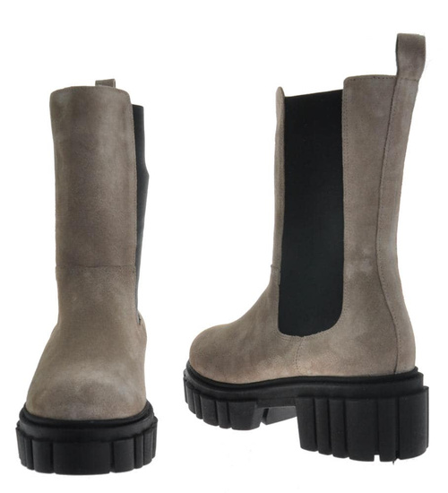 Krótkie kozaki damskie skórzane /A3-1 9987 S202/