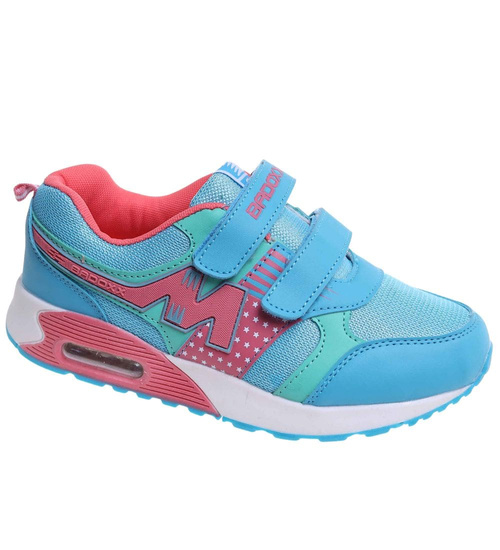 Niebieskie dziewczęce sneakersy na rzepy /G9-3 18130 T292/