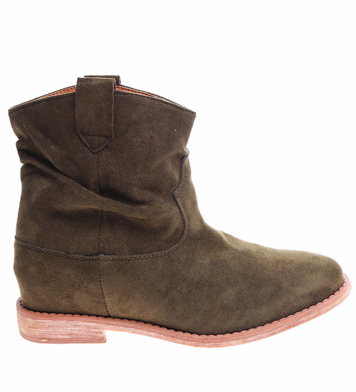 Botki damskie Lekko ocieplone Khaki /G6-2+H2 16899 T184/