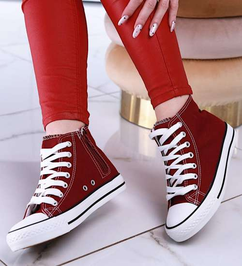 Wysokie bordowe trampki damskie /G10-3 13395 T124/ Wysokie bordowe trampki damskie /G10-3 13395 T124/