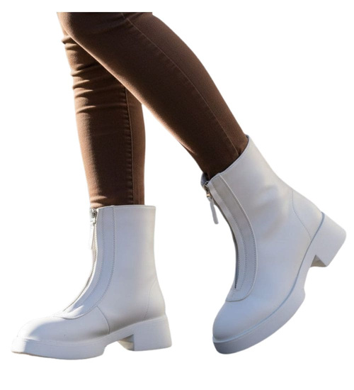 Białe botki damskie z suwakiem /B4-3 18603 T008/