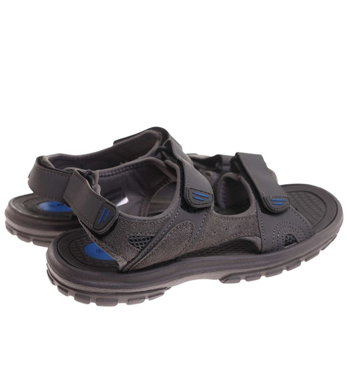 Szare lekkie sandały męskie na rzepy /A1-1 17909 T289/