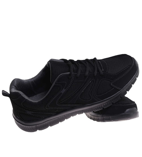 Wiązane czarne męskie buty sportowe Duże rozmiary /D3-3 18018 S471/