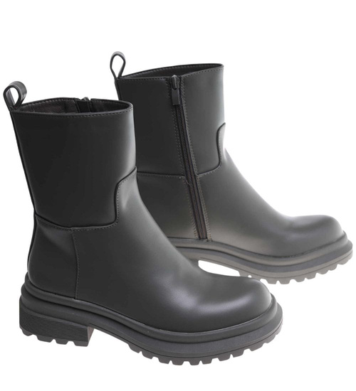 Zielone botki damskie na płaskim obcasie /F8-1 18263 W187 +H2/