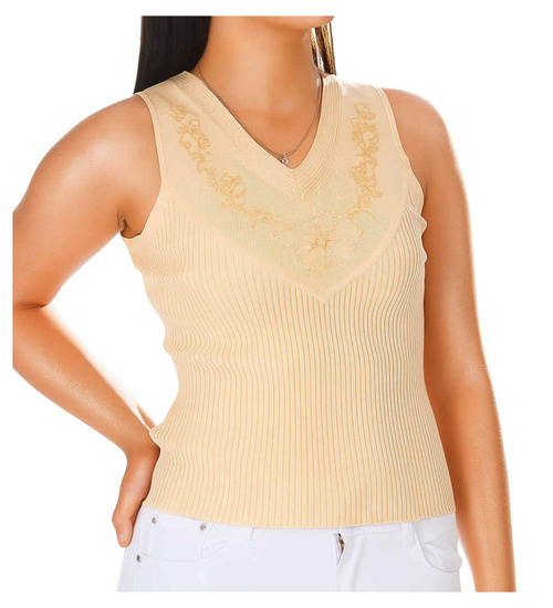 Beżowa koszulka bezrękawnik /H2 K48 ub981 S)0/