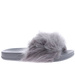 Szare damskie klapki z obfitym futerkiem /E1-3 15194 T199/
