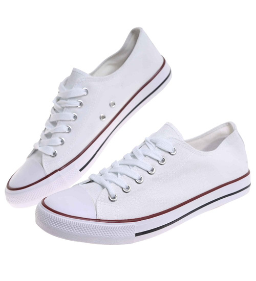 Trampki męskie Sznurowane białe z tkaniny /F5-3 17948 T234/