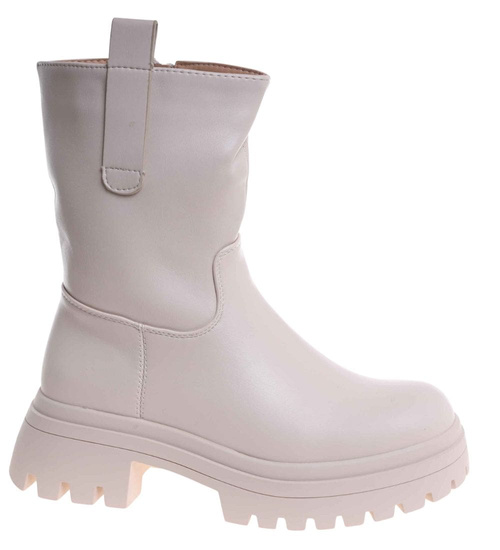 Beżowe botki workery na platformie /A2-2 18504 T288/