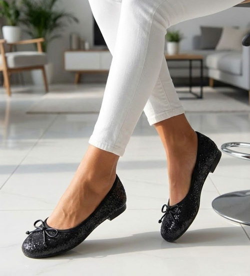 Baleriny damskie czarne klasyczne błyszczące /A1-2 17869 G8-6 +h2/