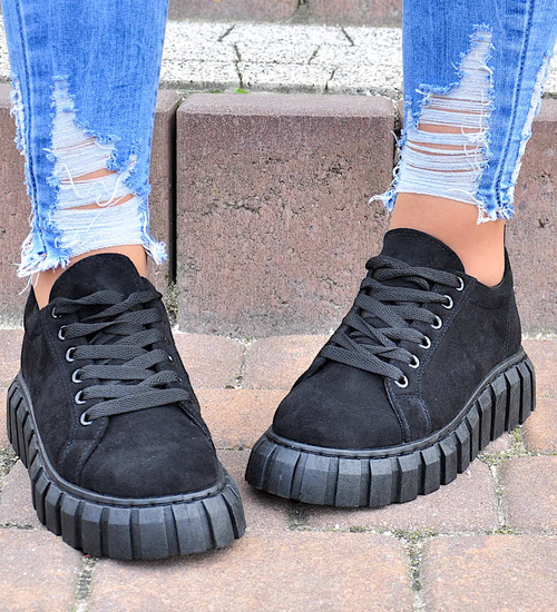 Czarne trampki creepersy na platformie /D7-3 15555 S230/