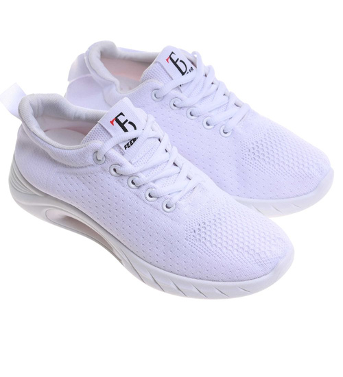 Białe wiązane sneakersy buty sportowe /A2-2 17710 W182/