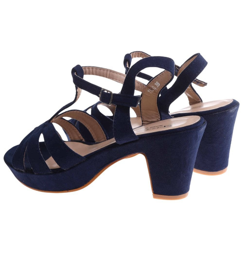 Sandały damskie na platformie Granatowe /H2 D8-2 17844 G185/