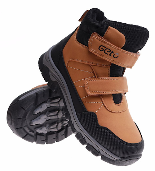 Ocieplane chłopięce buty trekkingowe na rzepy Brązowe /E9-2 17137 T633/