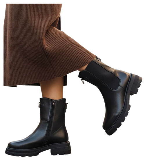 Czarne wysokie botki damskie sztyblety /K3-2 H2 18549 W18-45/