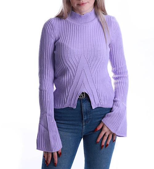 Śliczna jasno fioletowa bluzka z szerokimi rękawami /E2-1 UB449 T?/