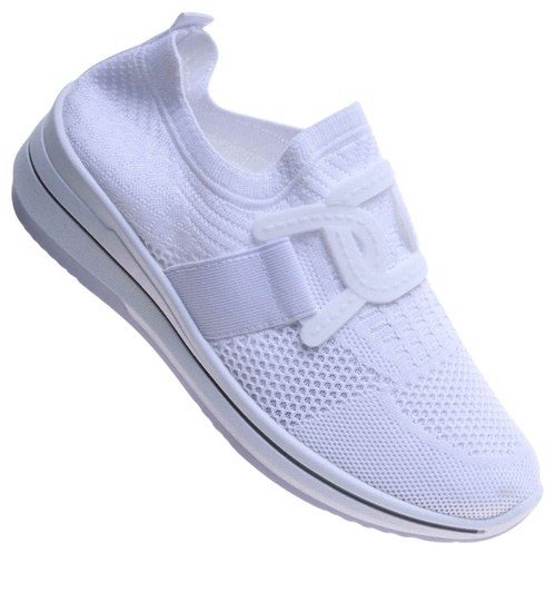 Damskie buty sportowe wsuwane białe sneakersy /C4-1 17112 W102 +h2/