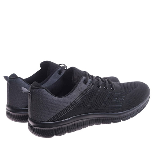Sznurowane czarne męskie buty sportowe Duże rozmiary /B6-1 17467 S479/